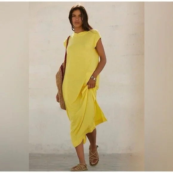 butter yellow beach dress Marie Dress in Butter Yellow Butter Yellow / M main image 1